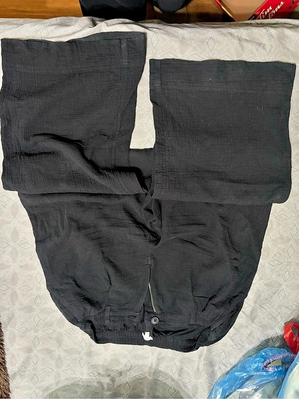 Aerie Black Wide Leg Pants Size Medium - linen like material